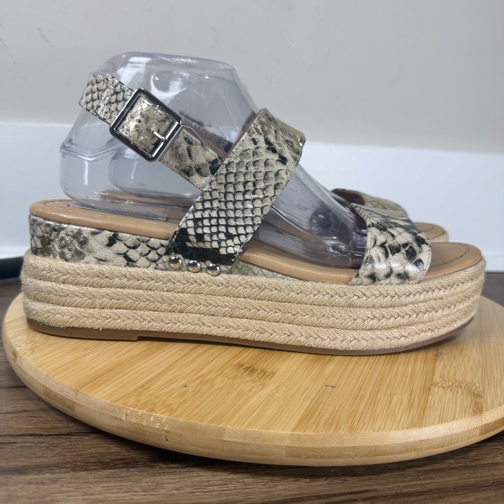 Steve Madden Fifer Espadrille Sandal Women 10 Snake Print Platform Boho Festival